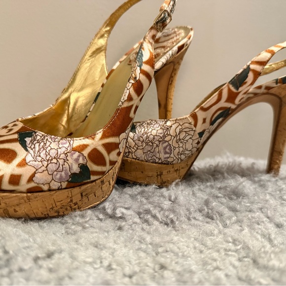 Aldo Nude Tan cork Heel Peep-Toe Pump - Picture 4 of 5